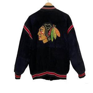 Vintage NHL Chicago Blackhawks Suede Leather Bomber Jacket